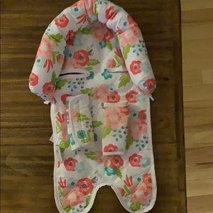 Floral car seat head support and strap cushions